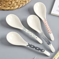 1Pcs Ceramic Spoon Tableware Environmental protection Porcelain Ladle Japanese Soup Rice scoop  Restaurant Household Kitchenware Cooking Utensils