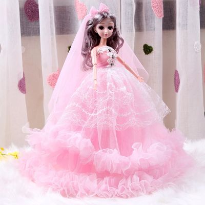 30CM Large BJD Barbi Doll Lace Wedding Dress Princess 9 Movable Jointed Dolls Fashion Dress Children Toy for Girl Christmas Gift