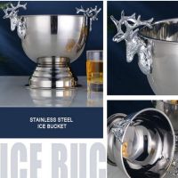 Deer Head Ear Ice Bucket Stainless Steel GOLD SILVER CHAMPAGNE Wine Bottle Holder For Home Party Bar Nightclub Beer Cooler