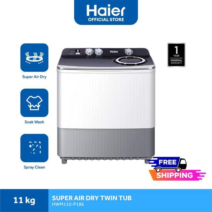 Haier HWM110P186 11 kg Super Air Dry Twin Tub Washing Machine with