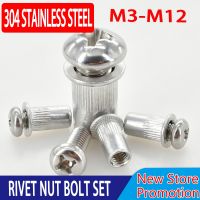 M3 M4 M5 M6 M8 M10 M12 baut segi enam baja tahan karat Set mur paku keling paduan aluminium kepala datar sisipan mur berulir