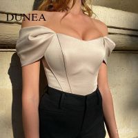 COD SDGREYRTYT DUNEA Women Sexy Off Shoulder Bone Satin Tank 4Av9