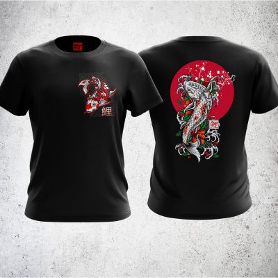 T shirt ikan koi baju koi japan kain printed Lengan pendek baju lelaki dan perempuan