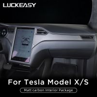 LUCKEASY For Tesla Modelx Car Central Control Panel/Armrest Box/Steering Wheel/Air Conditioning Outlet Carbon Fiber Patch Matte