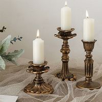 Retro Resin Candle Holder Nostalgic Antique Candlestick Antirust Candle Stick Table Center Vintage Decor Home Wedding Ornament