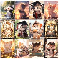 5D DIY Diamond Painting Animal Cat Picture Mosaic Embroidery Art Full Round Cross-stitch Set Rhinestone Home Decoration Gift