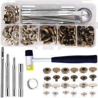 KRABALL 86PCS Leather Snap Fasteners Kit Metal Button Press With Hammer Installation Tools For DIY Leather Craft Project