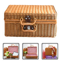 Mlinstudio Rattan Rattan Woven Retro Retro Storage Box Case Storage Handwoven Storage