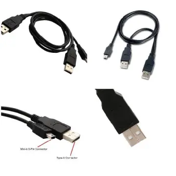 New Black Dual USB 2.0 Type A to USB Mini 5-Pin Type B x1 Y Data