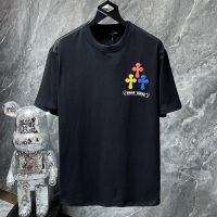 High Quality Chrome Heart Mens CH color cross short-sleeved mens inst shirt pure cotton 2023 new loose