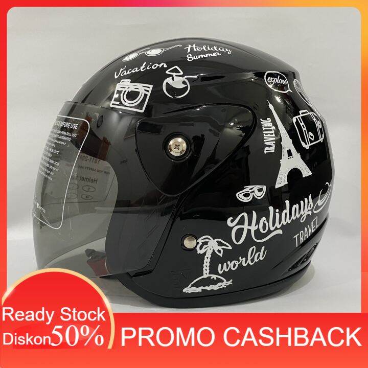 Promo Helm Motor Sni Evo Traveling Hitam Half Face Nouvo Sni Dewasa Bukan Kyt Ink Gm Nhk