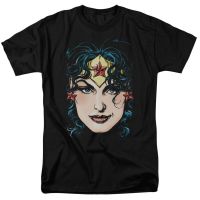 Wonder Woman head shot T-shirt fashion comic film T-shirt casual mens short sleeve top black