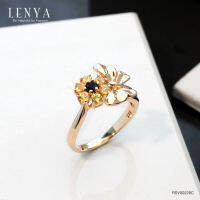 Lenya Jewelry แหวนดีไซน์น่ารัก ผีเสื้อและดอกไม้ประดับอัญมณี ตัวเรือนเงินแท้