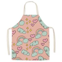 Cartoon Cloud Rainbow Apron Linen Oil proof Apron Parent child Kitchen Sleeveless Halter Kitchen Apron Delantal Cocina Delantal