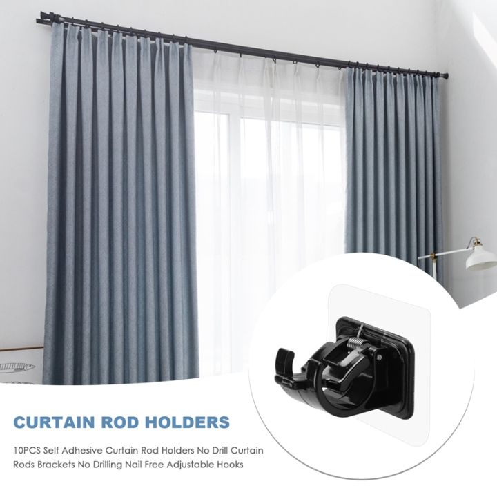 10pcs-self-adhesive-curtain-rod-holders-no-drill-curtain-rods-brackets-no-drilling-nail-free-adjustable-hooks