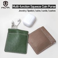 【hot】 WUTA Small Leather Squeeze Coin Purse Goatskin Storage Earphone ！