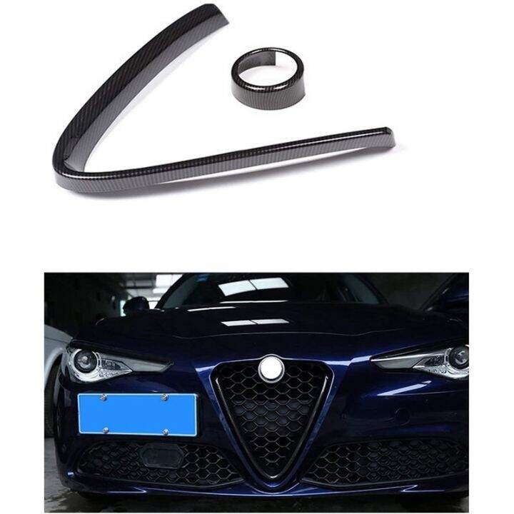 for-alfa-romeo-giulia-2017-2019-car-front-bumper-air-grilles-v-frame-decoration-trim-sticker-logo-cover-accessories