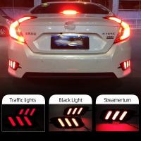 2ชิ้นสำหรับ Honda Civic 2016 2017 2018 Led ด้านหลังไฟขับรถไฟท้ายไฟเตือนไฟกันชนหลังไฟเบรค