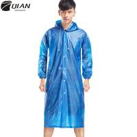 QIAN แฟชั่น PVC Trench Rain Coat ผู้หญิงผู้ชาย Impermeable พลาสติกโปร่งใสเสื้อกันฝน6สี Hooded Reusable Rain Gear Poncho