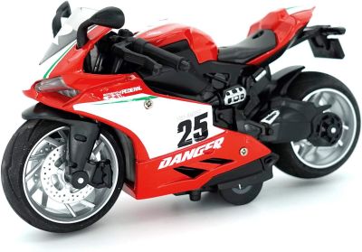 Ducati D iecast รุ่น1:12ชั่งดึงกลับรถจักรยานยนต์รุ่นของเล่นด้วยแสงและเพลงคอลเลกชันรถเค้กตกแต่งของขวัญสำหรับเด็กเด็กชายและเด็กหญิง