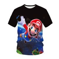 Super Mario Bros เสื้อยืดพิมพ์ฤดูร้อนลำลองชายแขนสั้นอะนิเมะเสื้อตลก O-Neck เสื้อผ้า