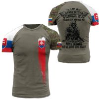 2023 Customized Fashion Veterans Mens T-Shirt Slovak Army Soldier Flag Print Tops Tees  Mens Clothing，Contact the seller for personalized customization