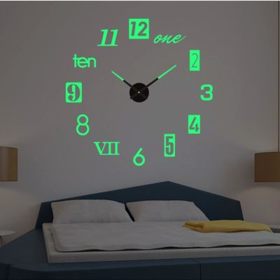 Wall Clocks Home Decor Silent Living Room Acrylic Bedroom Luminous Mute Clock Simple DIY