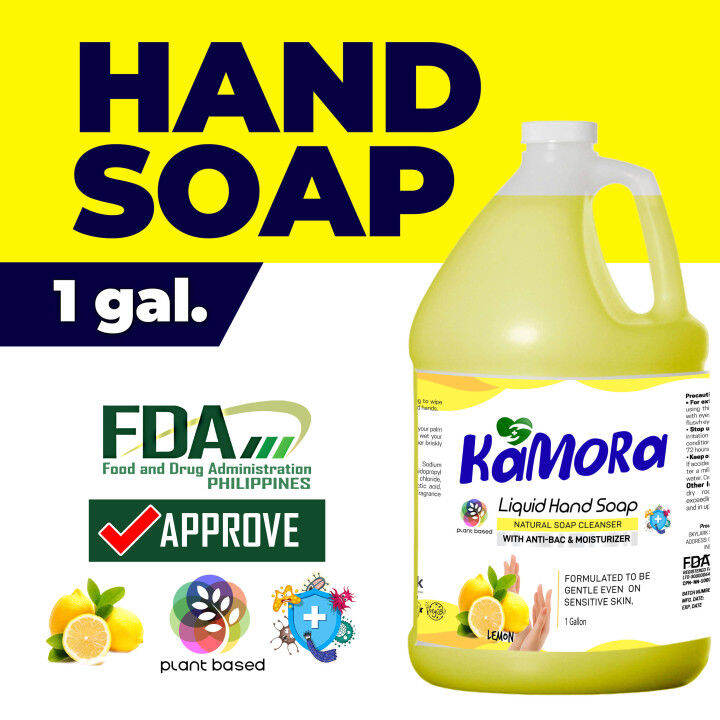 Kamora Lemon Liquid Hand Soap, Gallon, Hand Wash Antibacterial, Natural