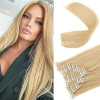 16 Clips 7Pcs/Set Hair Extensions Long Straight Natural Synthetic Black Blonde Hairpieces Heat Resistant For Women Hairstyle Wig  Hair Extensions  Pad