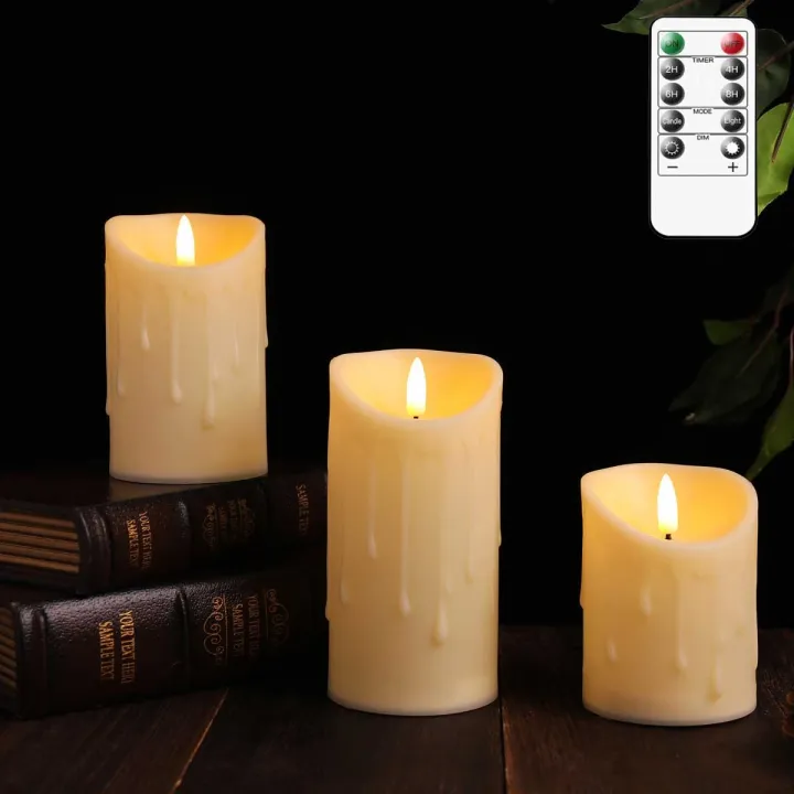 {hot} 3 Pieces Remote Control Halloween CandlesBattery Operated Fake