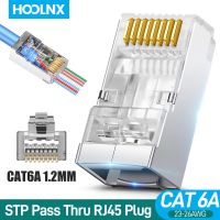 【hot】☒▲❇  Hoolnx RJ45 CAT6A CAT6 Pass Through PLugs Shielded 50U Gold Plated Ethernet End Network Plug Cable