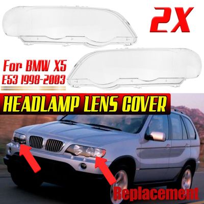 ไฟหน้ากระจกพลาสติกคลุมเลนส์อะไหล่สำหรับ BMW X5 E53 1998 1999 2000 2001 2002ฝาครอบไฟหน้า2003