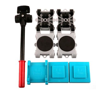 8pcs Furniture Mover Tool Set Transport Shifter Lifter Wheels Heavy Stuffs Moving Wheeled Roller Bar Household Hand Tools