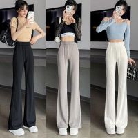 CODpz119nb Women summer new ice silk high waist slimming casual fashion bell bottoms