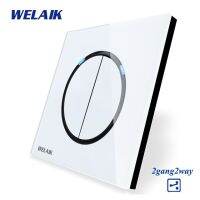 【Online】 Alphaprint WELAIK UK มาตรฐาน-แผงกระจกคริสตัลปุ่มกด AC110-250V 2Gang-2Way B1722W