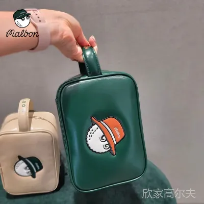 MALBON South Korea Malbon กระเป๋ากอล์ฟผู้ชายและผู้หญิง,กระเป๋ากอล์ฟกลางแจ้งกระเป๋าใส่ลูกบอลเล็กแฟชั่น PU กันน้ำกระเป๋าเก็บของอเนกประสงค์