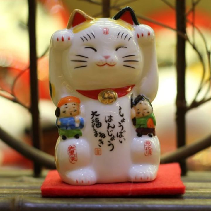 สินค้าใหม่-lucky-cat-แมวกวักญี่ปุ่น-แมวกวักนำโชค-แมวโชคดี-แมวกวัก-เซ็ท-2-ตัว-ขนาด-10cm-และ-13-5cm