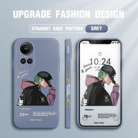 เคสม็อบขนาดเล็กสำหรับ OPPO Reno10 Pro 5G ดีไซน์ใหม่ Roronoa Zoro อะนิเมะกรณีโทรศัพท์ดีไซน์ด้านเดียวรูปแบบขอบสี่เหลี่ยมของเหลวปลอกซิลิโคนคลุมทั้งหมดเคสป้องกันทนแรงกระแทกกล้อง