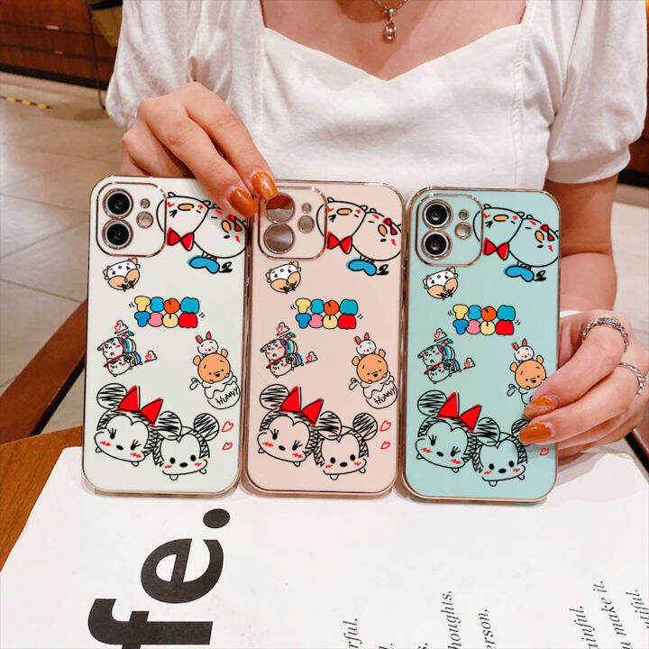 ggk-เคสเคสสำหรับ-apple-iphone-15-plus-15-pro-15-pro-max-เคสหมีพูรูปหนูมินี่การ์ตูนมิกกี้น่ารักฟรีสายคล้องขอบสี่เหลี่ยมเคสชุบเคสโทรศัพท์นิ่มชุบหรูหราเคสโทรศัพท์
