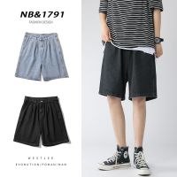 2022 Summer New Mens Baggy Straight Denim Shorts Korean Style Fashion Casual Loose Short Jeans Male Light Blue Black