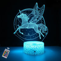 Nighdn Unicorn Lamp Illusion Led Night Light Bedroom Bedside Table Lamp Colorful USB Touch 3D Nightlight Kids Gifts Home Decor