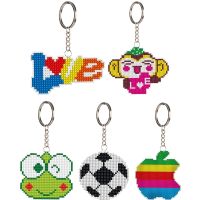 DIY Full Beads Cross StitchColored Printed Embroidery Key Ring Handmade Needlework Bag Pendant Key Chain for Womens Bag Decor