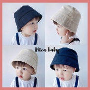 Mũ bucket trẻ em, mũ vành rộng màu trơn kiểu dáng Hàn Quốc đáng yêu cho bé