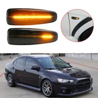 ไฟเครื่องหมายไฟ LED ด้านข้างอำพันแบบไดนามิกสำหรับ Mitsubishi Lancer เลนส์รมควัน2แพ็ค