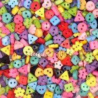 suoja 100/300pcs/lot Assorted Colors Shapes Tiny 6MM Resin Button 2 Holes Sewing Craft Haberdashery