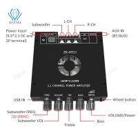 TDA7498E พัดลมทำความเย็นในตัว ZK-HT21 AUX บลูทูธรองรับ5.0 USB เสียงสเตอริโอเครื่องขยายเสียงบอร์ด2.1ช่อง