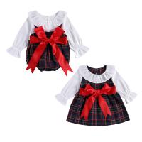 Citgeett Autumn Winter Christmas Matching Outfits Newborn Baby Girl Dress Romper Plaid Bow Long Sleeve Xmas Suit 12M-5Y