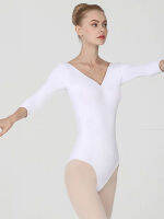 Pihu-1Women Basic Dance Leotard แขนยาวผู้ใหญ่ทีมบัลเล่ต์ Leotard Dancewear ผ้าฝ้ายขนาดใหญ่ Backd48-58