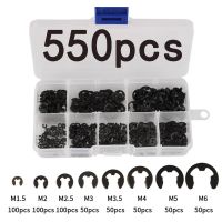 550pcs E-Clip Washers M1.5 M2 M2.5 M3 M3.5 M4 M5 M6 Circlip Retaining Ring Sack Retainer Buckle-shaped Split Washers kit