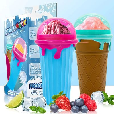 500ML Summer Squeeze Homemade Juice Water Bottle Quick-Frozen Smoothie Sand Cup Pinch Fast Cooling Magic Ice Cream Slushy Cup